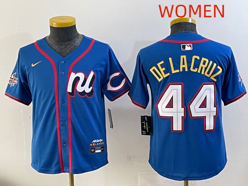 Women 2025 Cincinnati Reds #44 De Lacruz Blue All star Nike MLB Jersey style 01